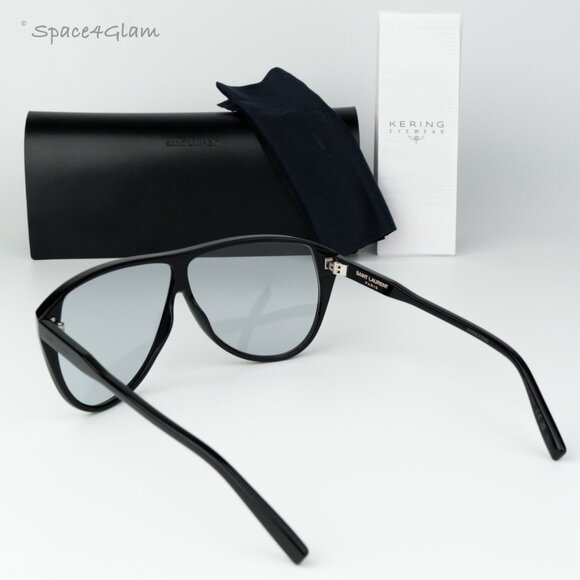 Saint Laurent Women Sunglasses Black Blue Aviator SL731 GASPAR 001 NEW AUTHENTIC